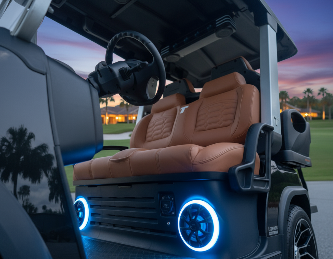 2025 Black Sapphire TARA Electric Golf Cart 2+2 Seating, Lithium-Ion Battery