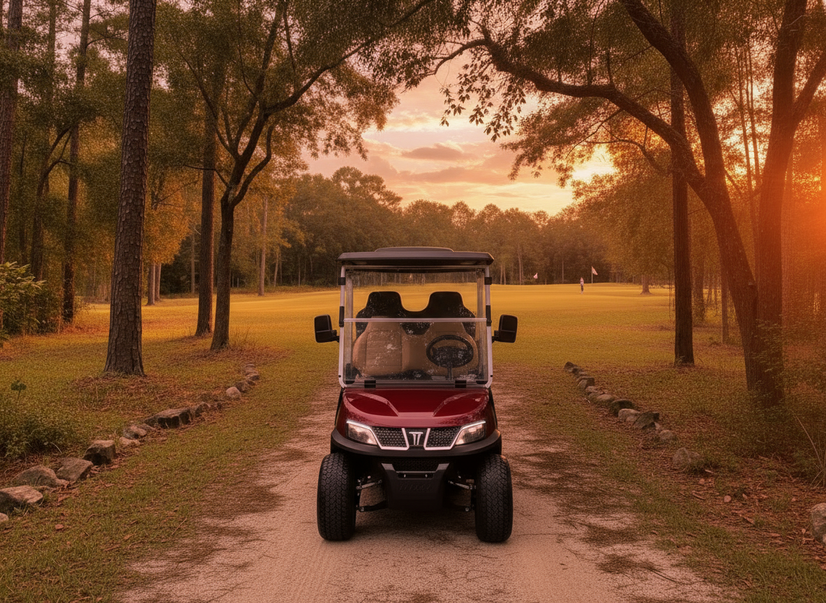 2025 Flamenco Red TARA Electric Golf Cart 2+2 Seating, Lithium-Ion Battery
