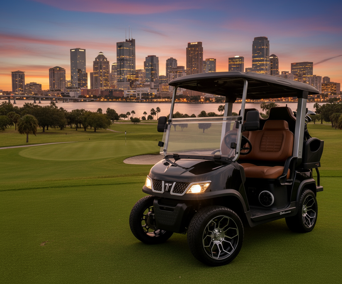 2025 Black Sapphire TARA Electric Golf Cart 2+2 Seating, Lithium-Ion Battery