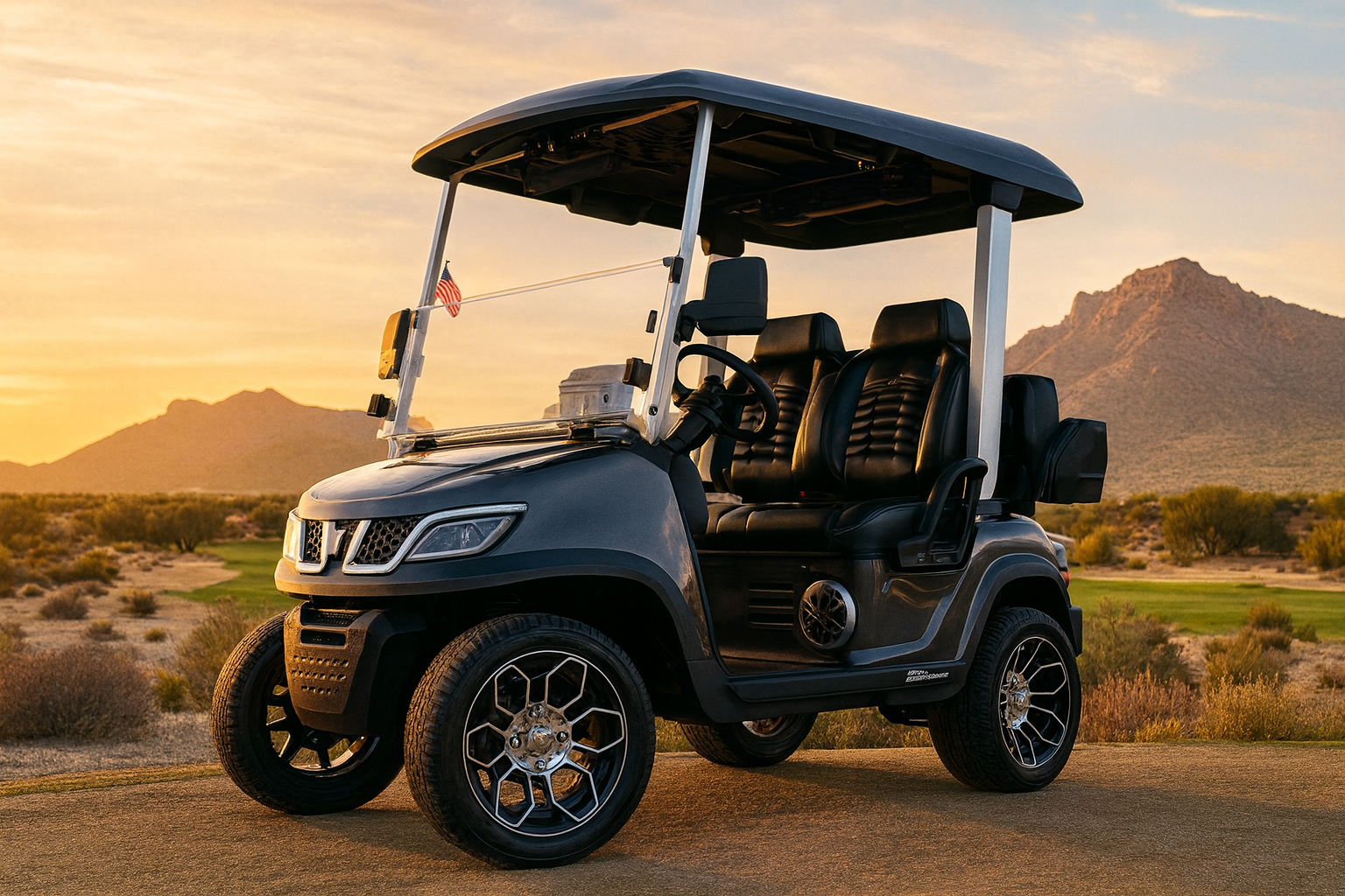 2025 Grey TARA Electric Golf Cart 2+2 Seating, Lithium-ION Batttery