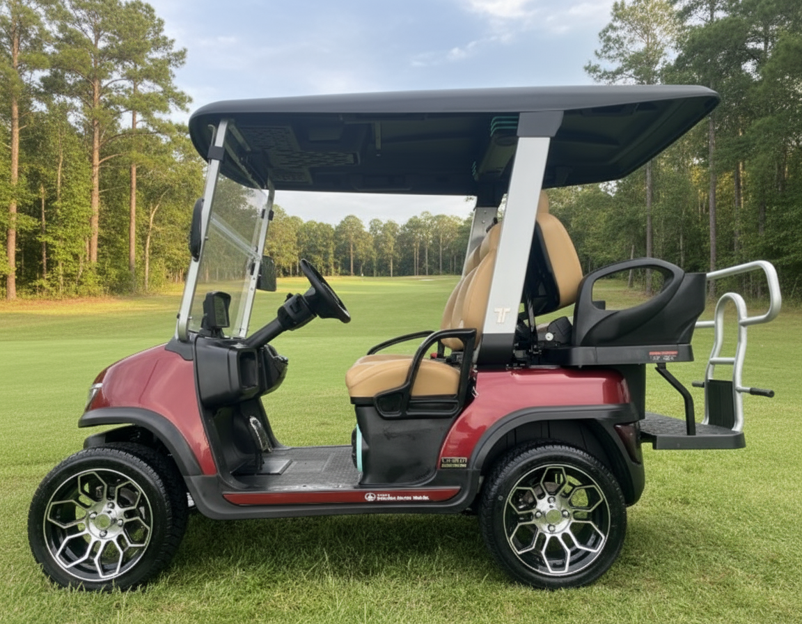 2025 Flamenco Red TARA Electric Golf Cart 2+2 Seating, Lithium-Ion Battery