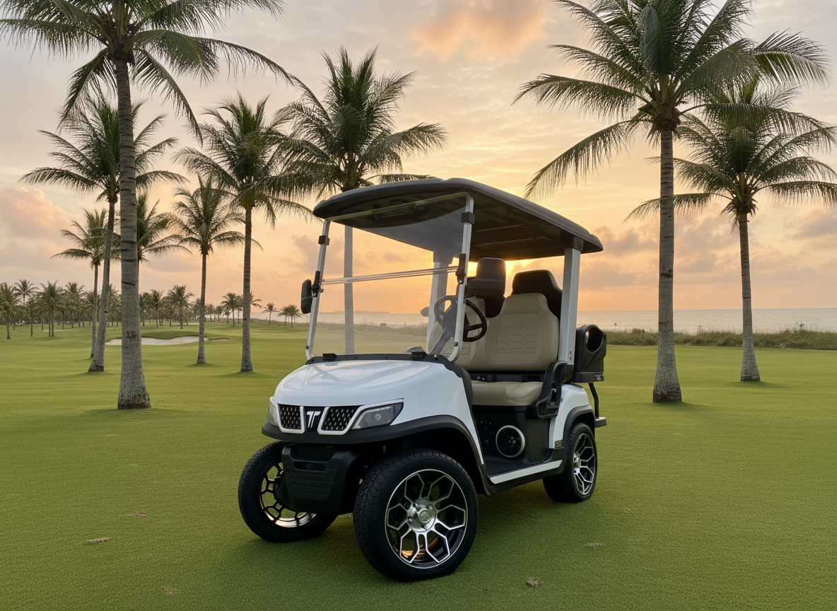2025 Pearl White TARA Electric Golf Cart 2+2 Seating, Lithium-Ion Battery