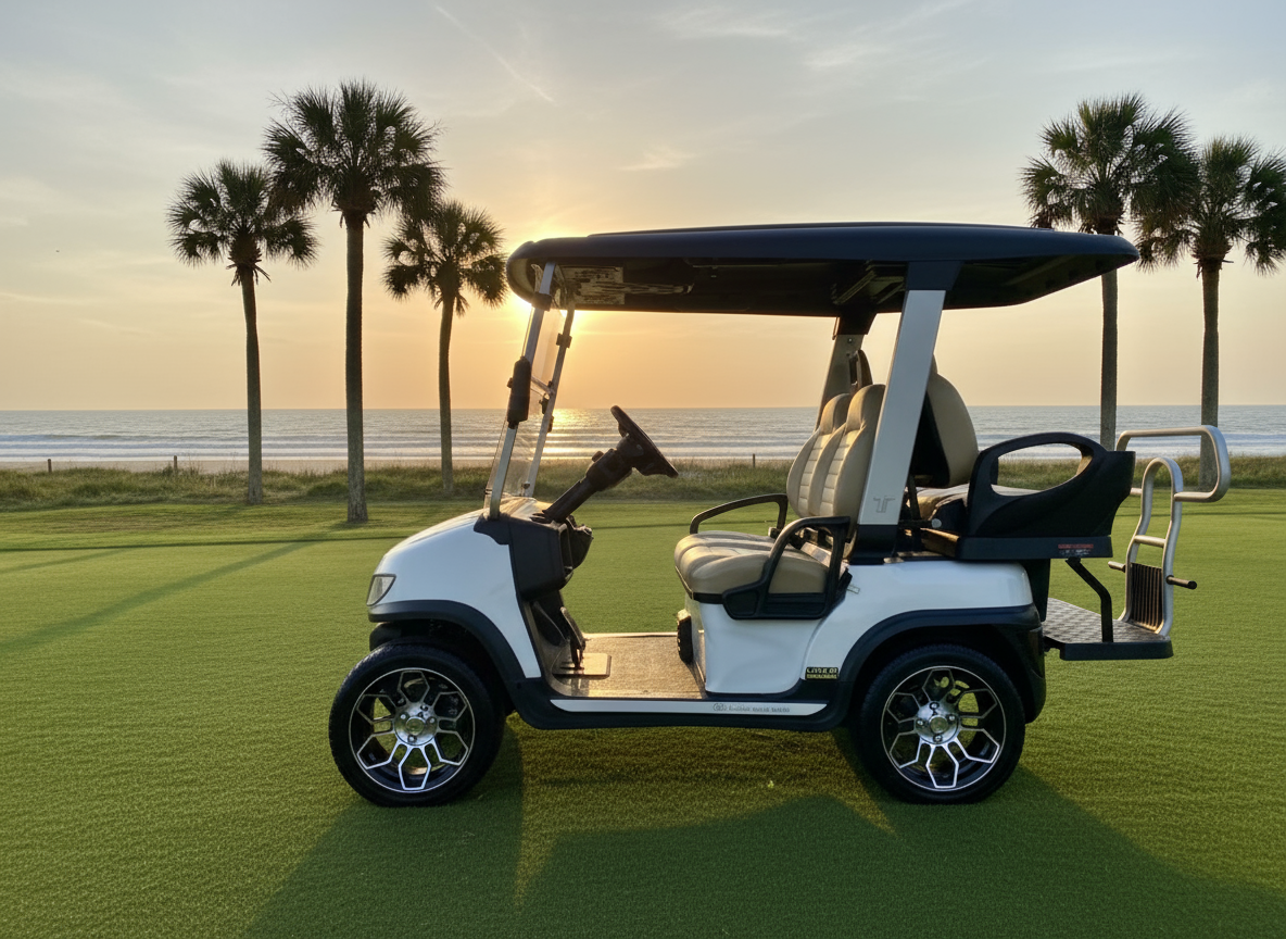 2025 Pearl White TARA Electric Golf Cart 2+2 Seating, Lithium-Ion Battery