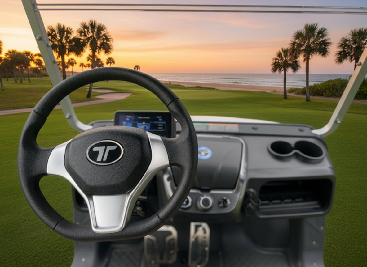 2025 Pearl White TARA Electric Golf Cart 2+2 Seating, Lithium-Ion Battery